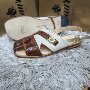 Mauri High Quality Shoe Sandals Stripe White & Brown