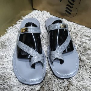 Mauri High Quality Pam Slippers Stripe Ash & Black