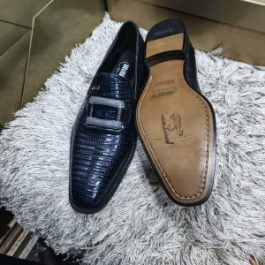 Mauri High Quality Stud Italian Leather Shoe - Blue